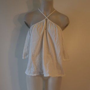 ROI White Strappy Neckline Cold Shoulder Top XS *